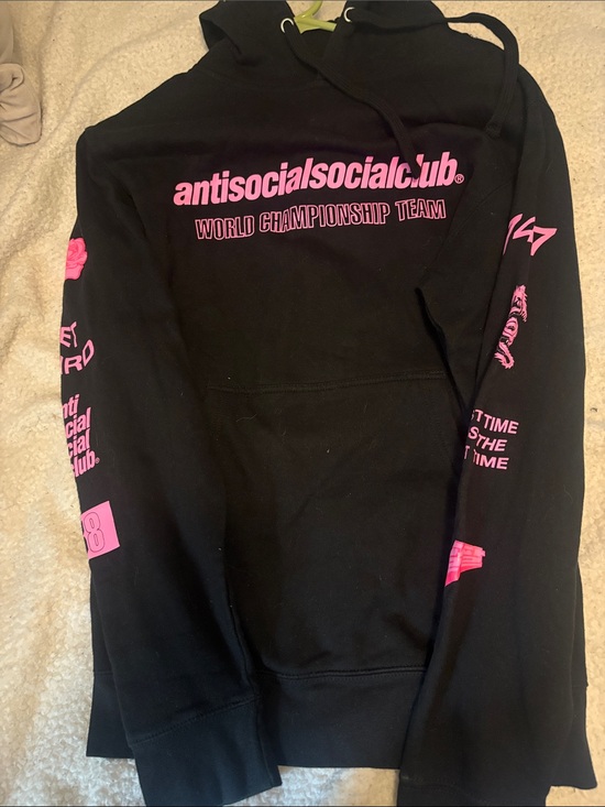Anti Social Social Club Sweaters - Anti Social Social Club Black Hoodie with Pink Graphics